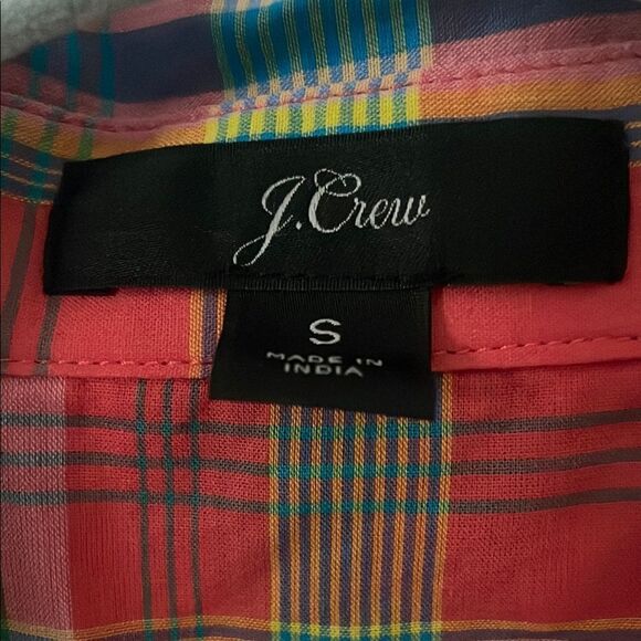 J. Crew Red and Green Plaid Buttoned Long Sleeve Maxi Dress - Picture 2 of 4